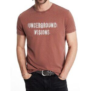 John Varvatos Men's Underground Visions Flocking Graphic SS T-Shirt Sepia Brown